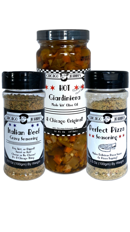 Chicago Food Collection. Best Gift For Chicago Lovers. Giardiniera, Beef Gravy, Pizza Seasoning.