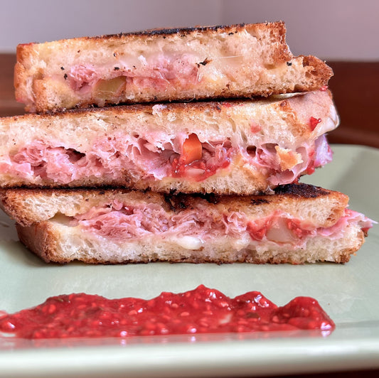 Raspberry Compote Krakus Grilled Cheese Sandwich on Pane Turano