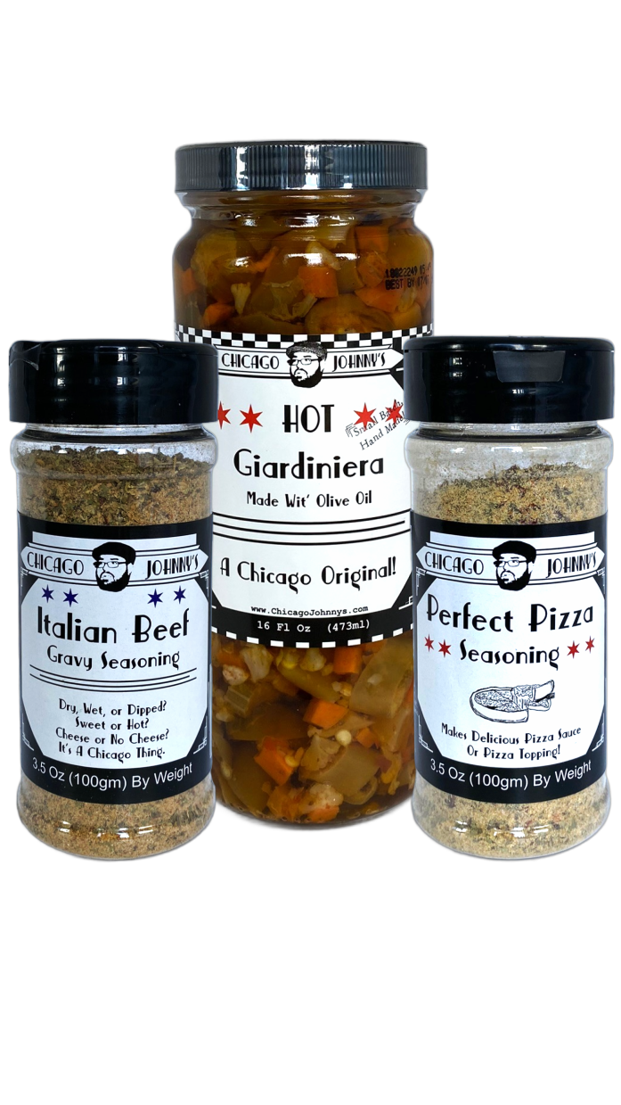 Chicago Food Collection. Best Gift For Chicago Lovers. Giardiniera, Beef Gravy, Pizza Seasoning.