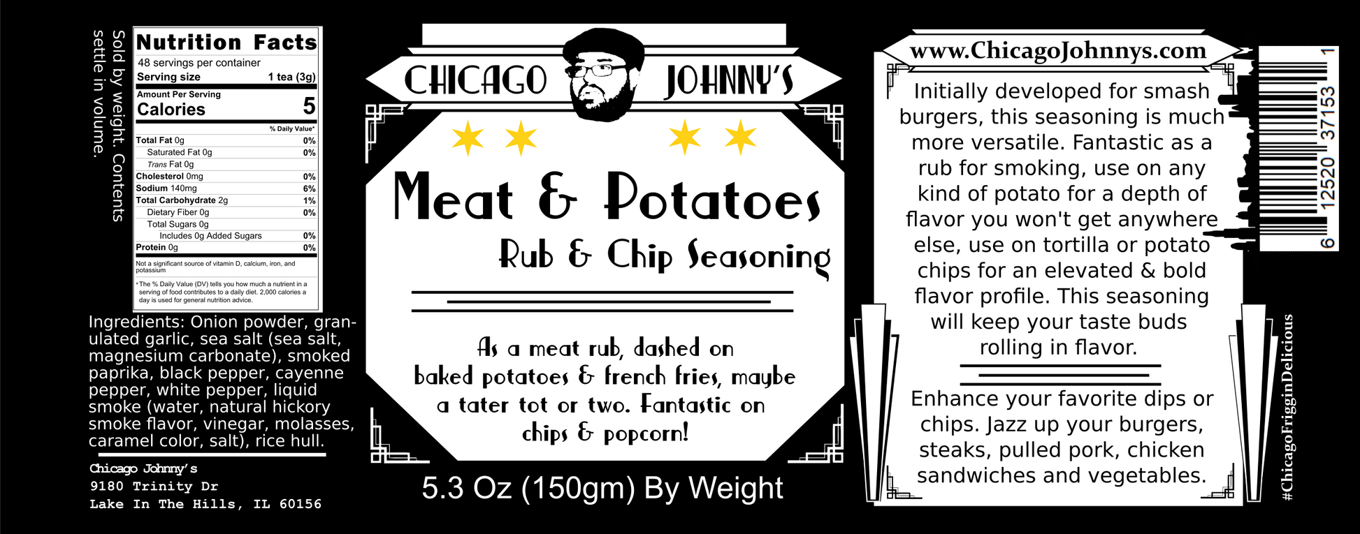 Meat and Potatoes Rub and Chip Seasoning – Chicago Johnnys