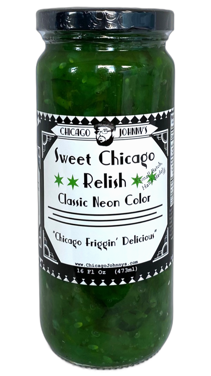 chicago hot dog neon sweet relish